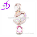 Rhodium plated jewelry 925 silver pink opal pendant